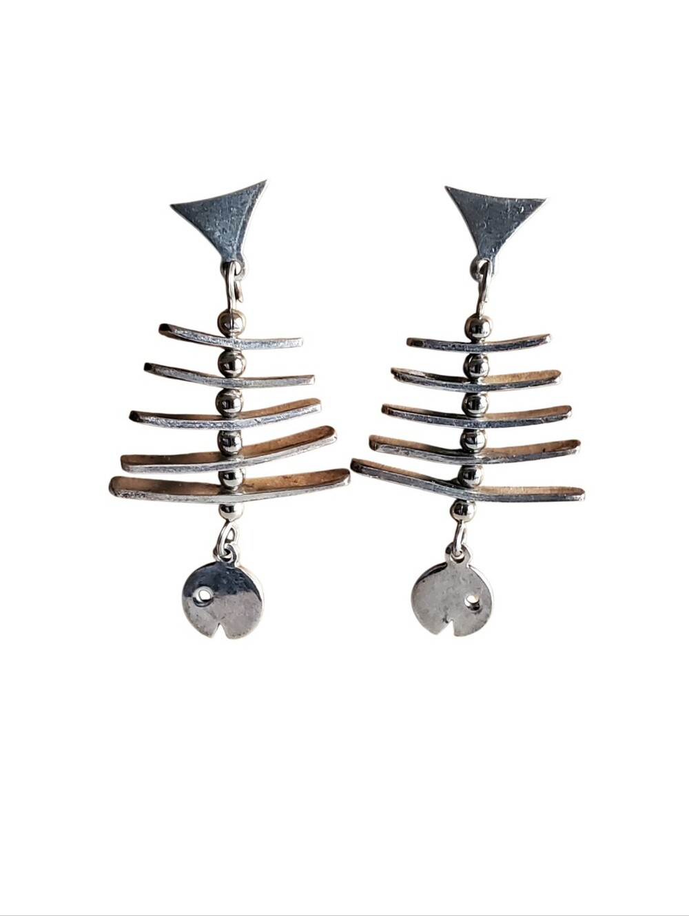 Vtg. Taxco Mexican Fish Bone Drop Earrings